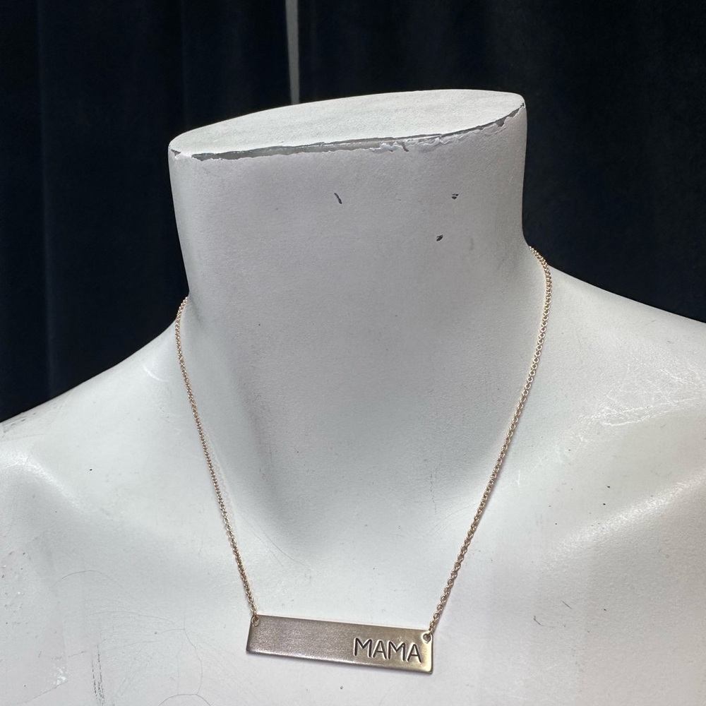 Gold 'Mama' Rectangle Plate Necklace Chain